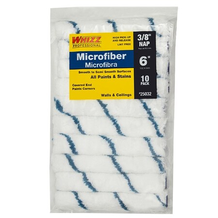 Work Tools 6" Mini Paint Roller Cover, 3/8" Nap Nap, Microfiber, 10 PK 25032